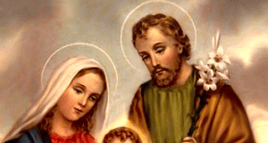 Pintura representando Jesus, Maris e José