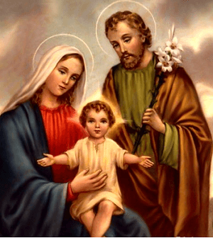 Pintura representando Jesus, Maris e José
