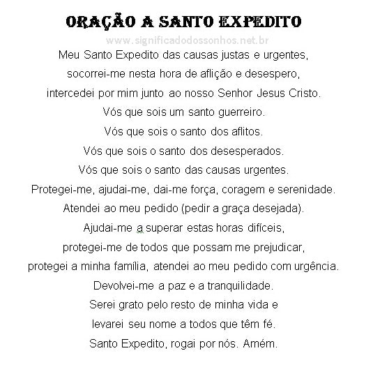 Texto da Oração a Santo Expedito